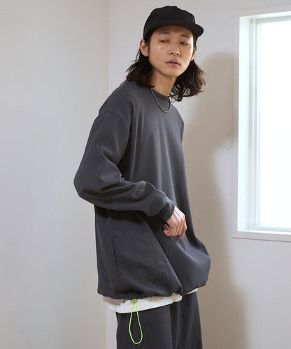 側袋 抽繩 科技保暖 圓領上衣