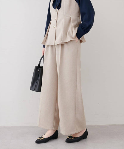 金扣褶襉闊腿褲