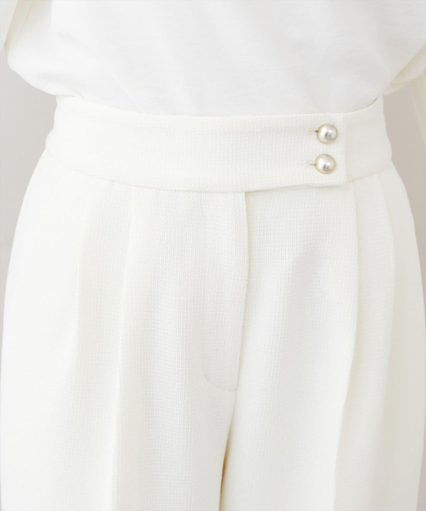 金扣褶襉闊腿褲