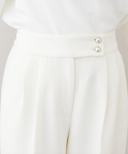 金扣褶襉闊腿褲