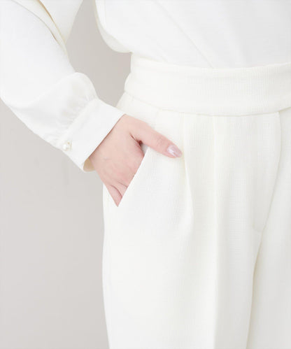 金扣褶襉闊腿褲