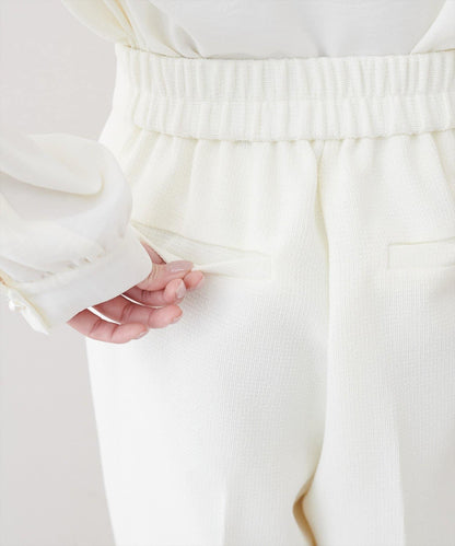 金扣褶襉闊腿褲