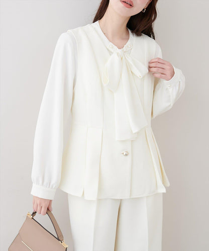 金扣荷葉下襬背心