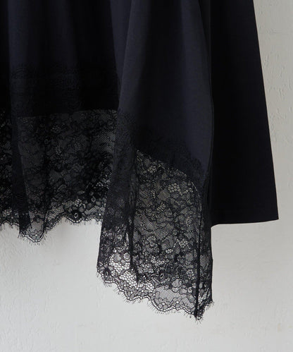 下襬蕾絲不對稱下襬T恤