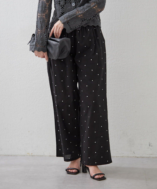 nane 圓點刺繡褲子
