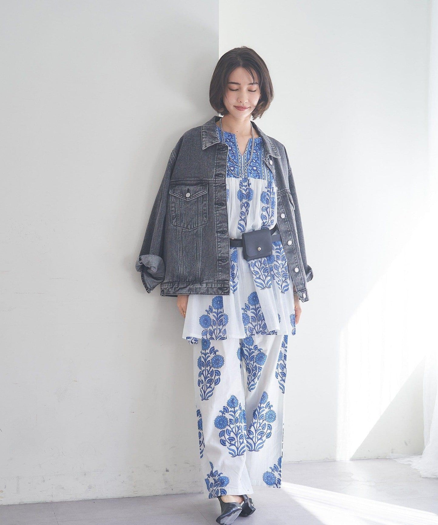 nane India Series 花卉圖案休閒長褲