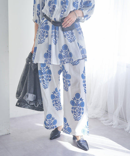 nane India Series 花卉圖案休閒長褲