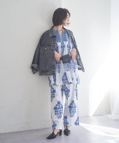 nane India Series 花卉圖案休閒長褲