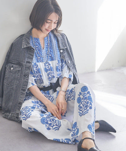 nane India Series 花卉圖案休閒長褲