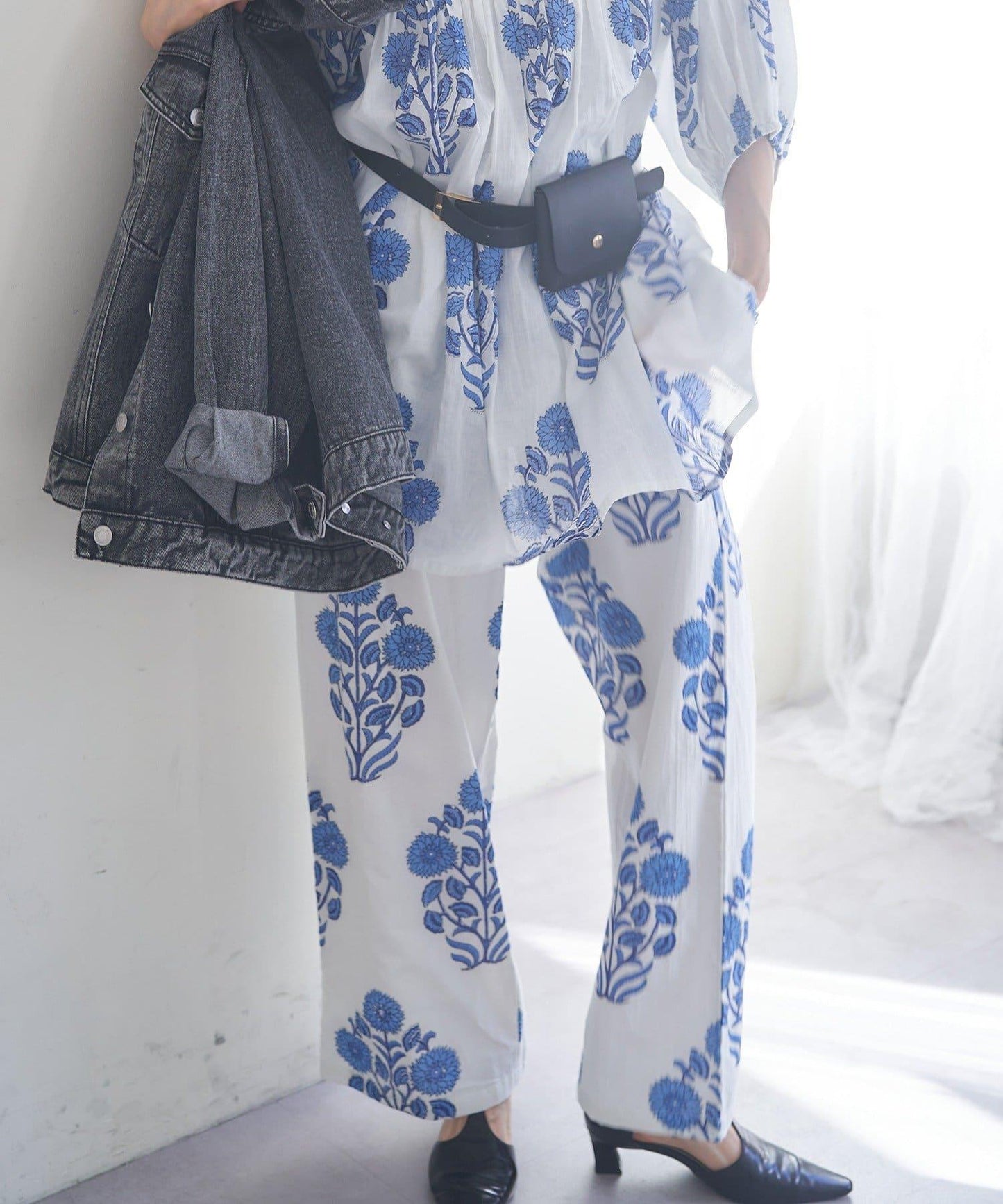 nane India Series 花卉圖案休閒長褲