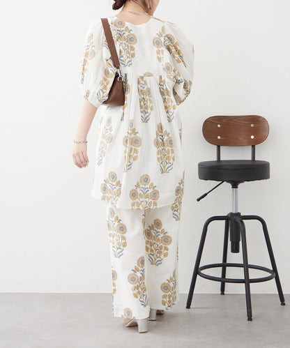 nane India Series 花卉圖案休閒長褲