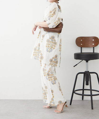 nane India Series 花卉圖案休閒長褲