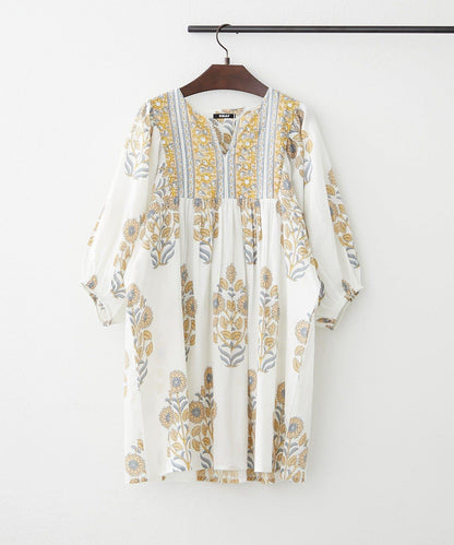 花卉圖案長款設計 襯衫上衣