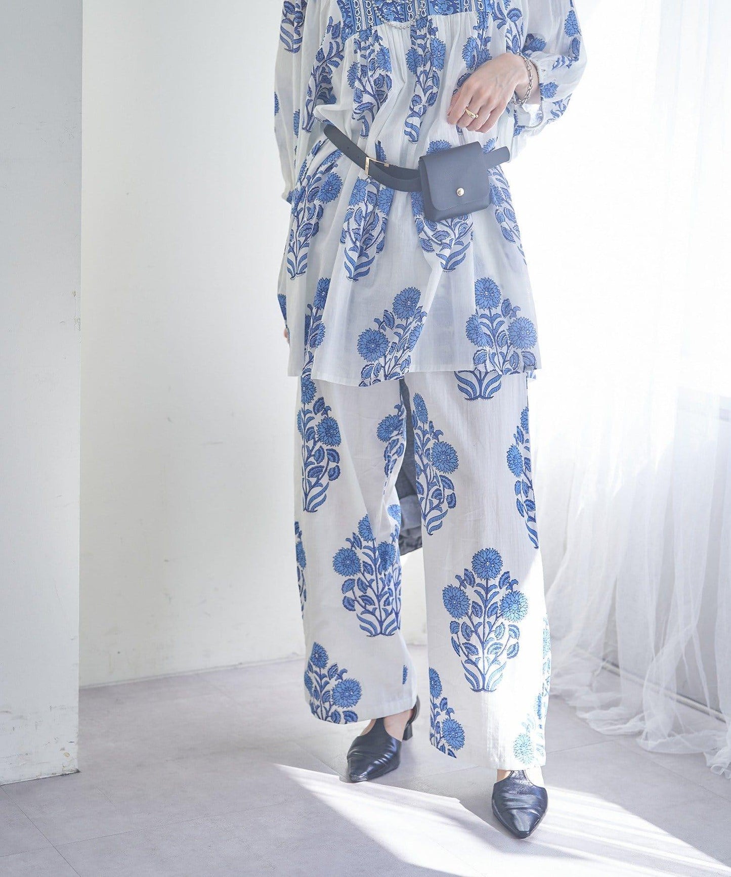 nane India Series 花卉圖案休閒長褲