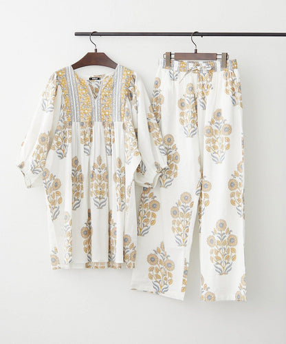 花卉圖案長款設計 襯衫上衣