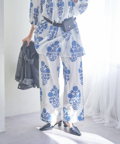 nane India Series 花卉圖案休閒長褲