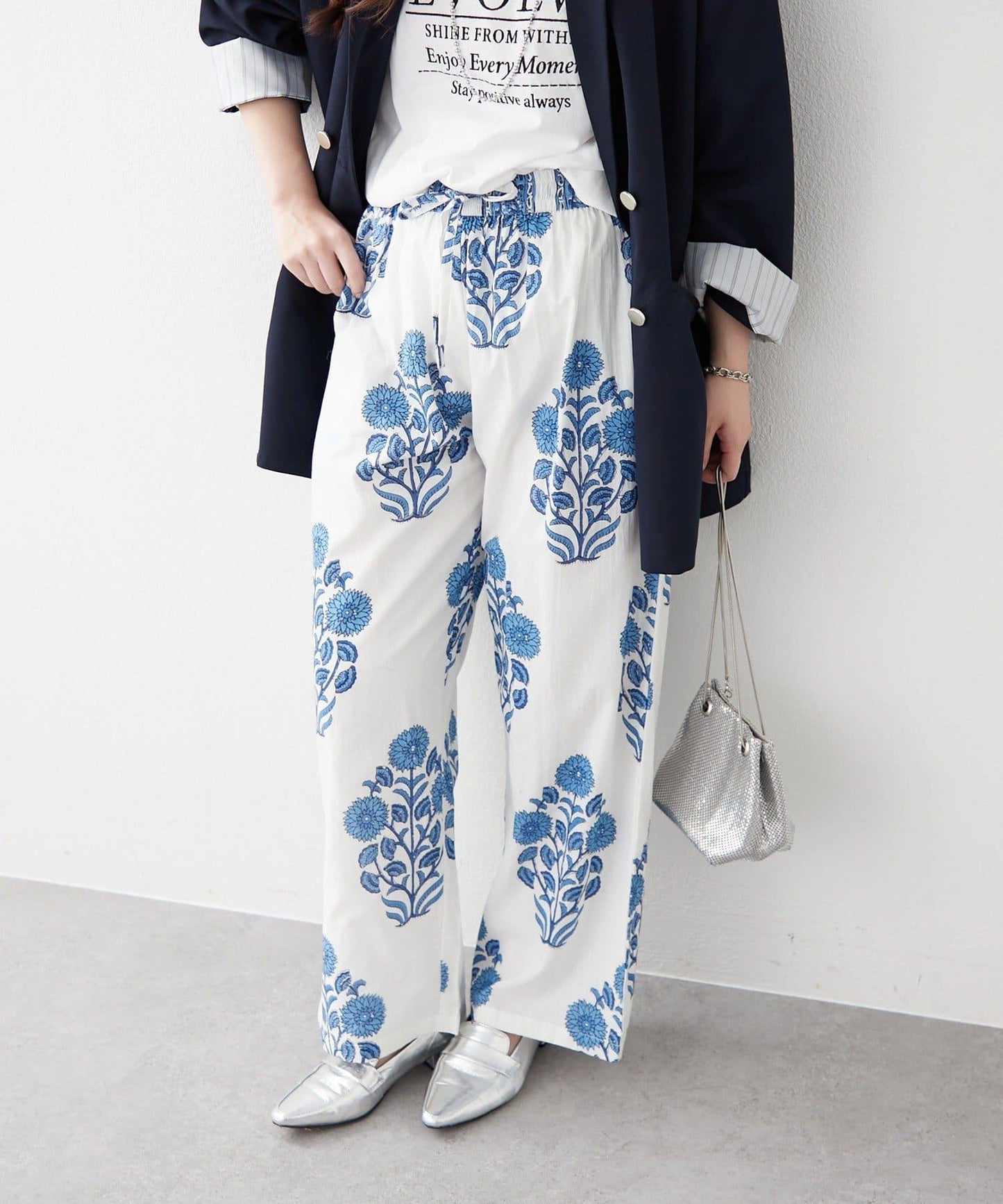 nane India Series 花卉圖案休閒長褲