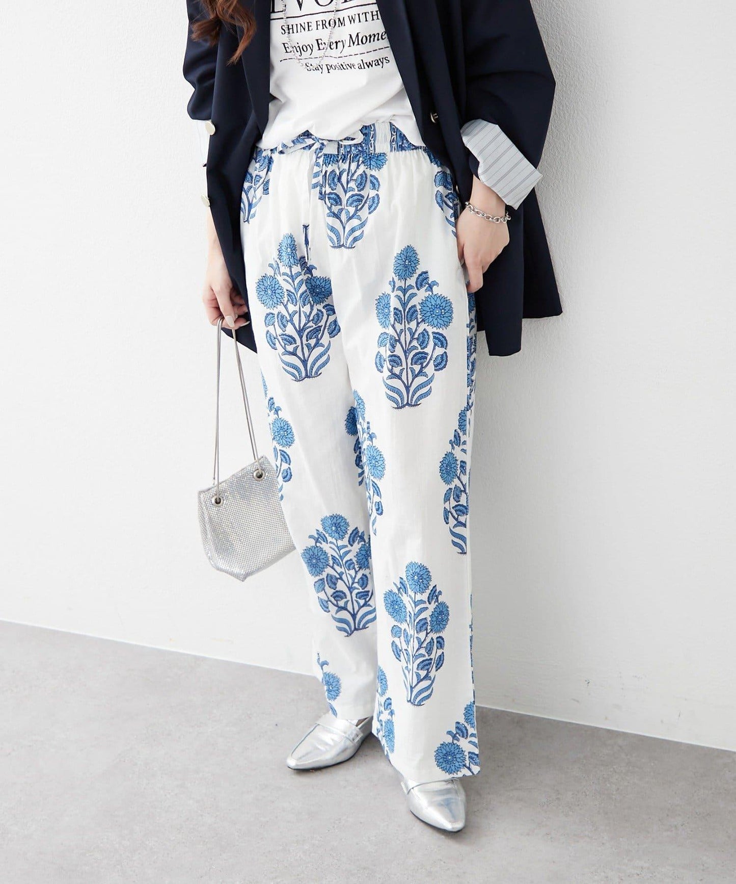 nane India Series 花卉圖案休閒長褲