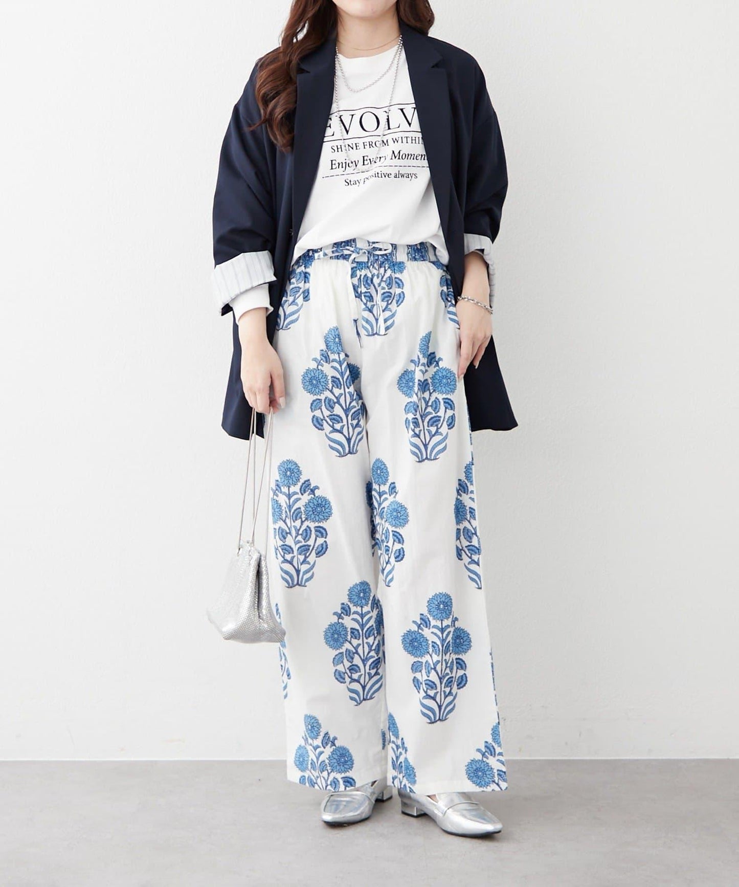 nane India Series 花卉圖案休閒長褲