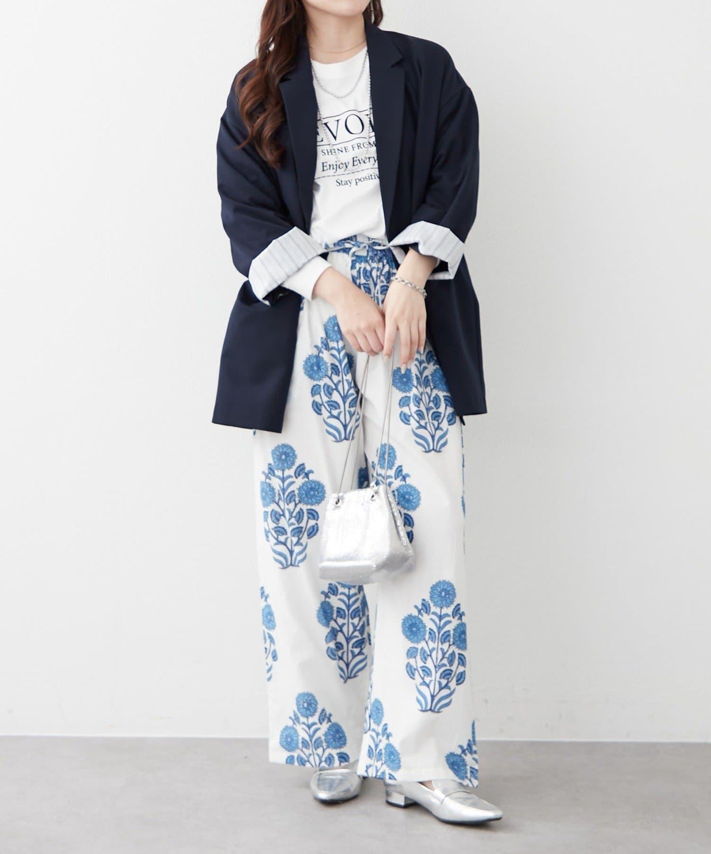 nane India Series 花卉圖案休閒長褲