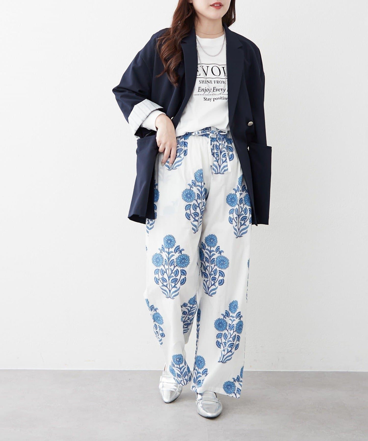 nane India Series 花卉圖案休閒長褲