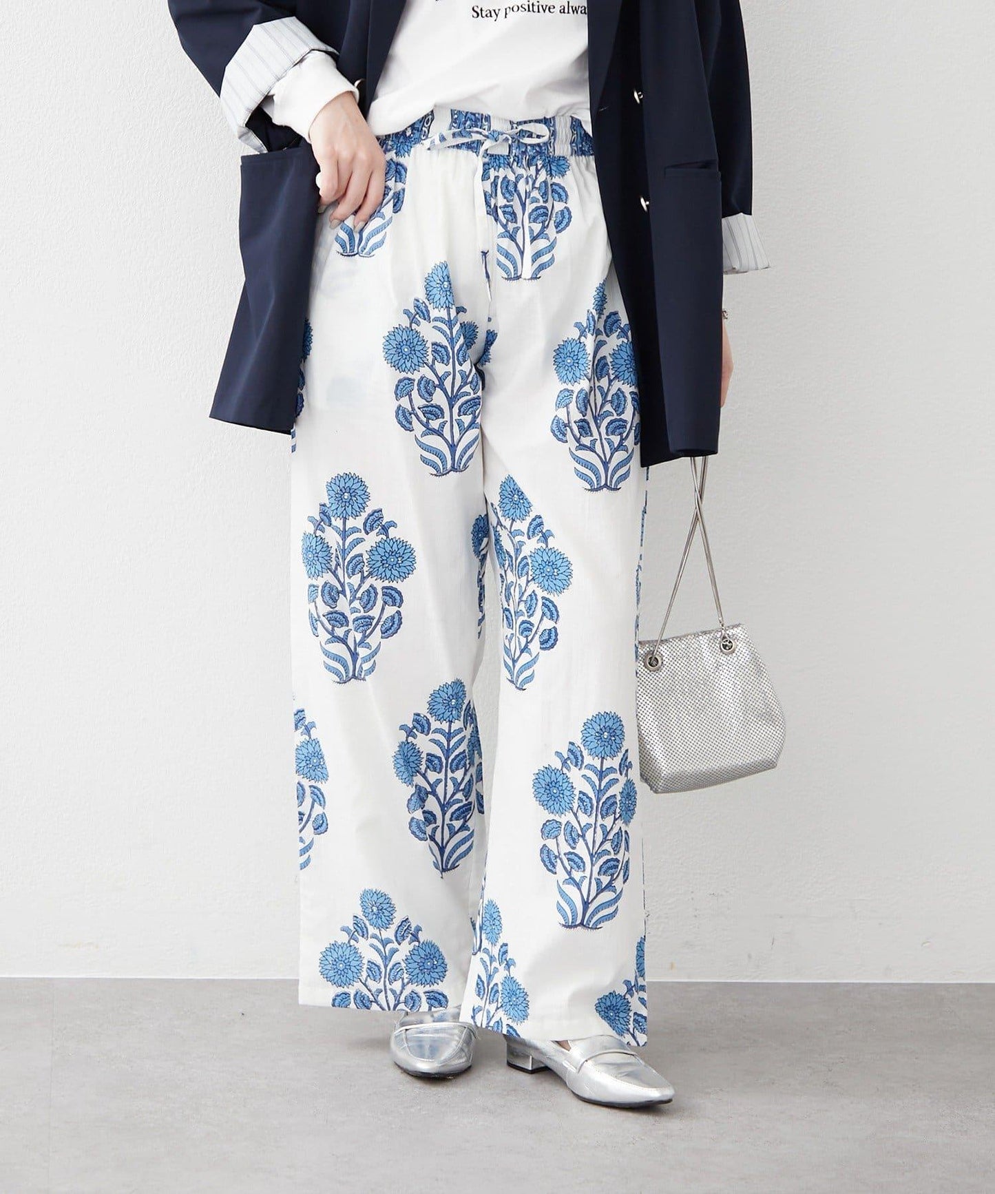 nane India Series 花卉圖案休閒長褲