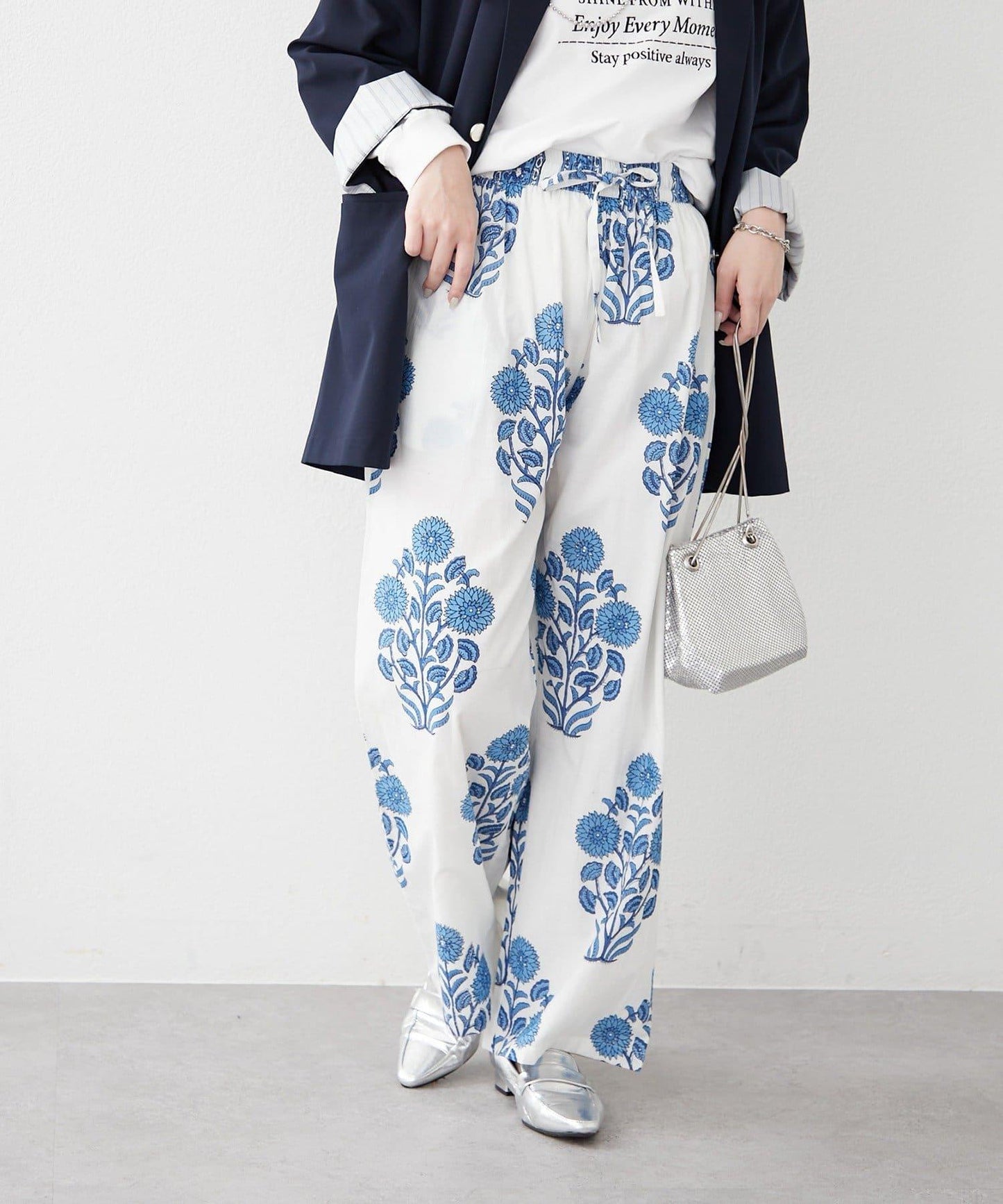 nane India Series 花卉圖案休閒長褲