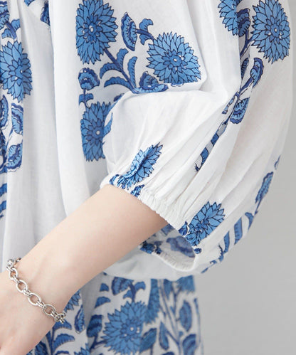 花卉圖案長款設計 襯衫上衣