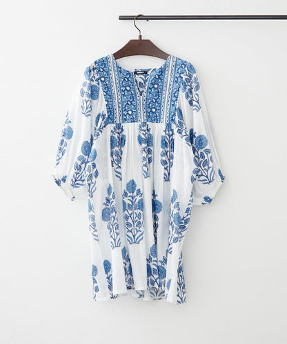 花卉圖案長款設計 襯衫上衣