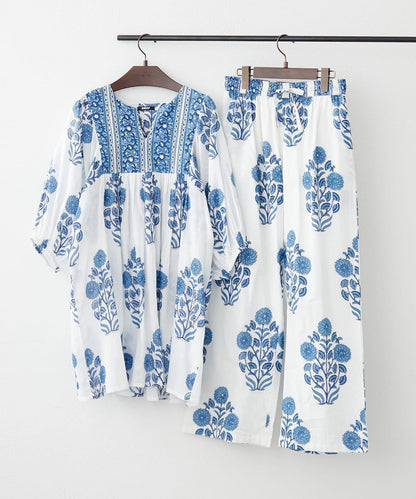 花卉圖案長款設計 襯衫上衣