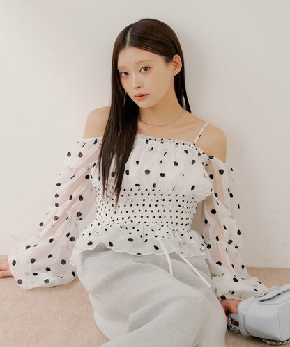 SALON by Chico 可拆卸袖荷葉擺褶皺襯衫