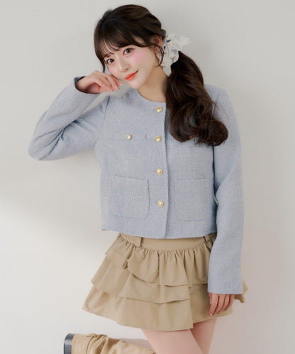 粗花呢金色紐扣 合作企劃系列 夾克