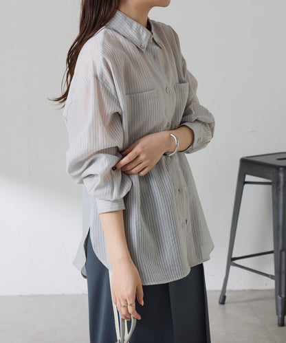 適合換季 透感條紋襯衫