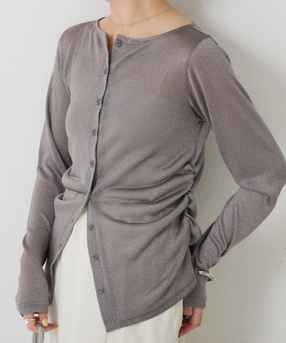 側褶皺設計 針織開衫