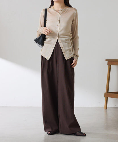 側褶皺設計 針織開衫