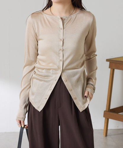 側褶皺設計 針織開衫