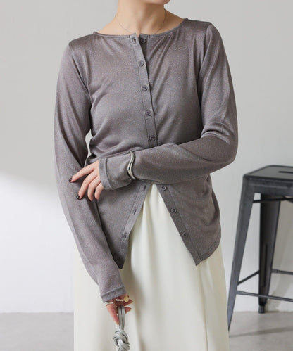 側褶皺設計 針織開衫