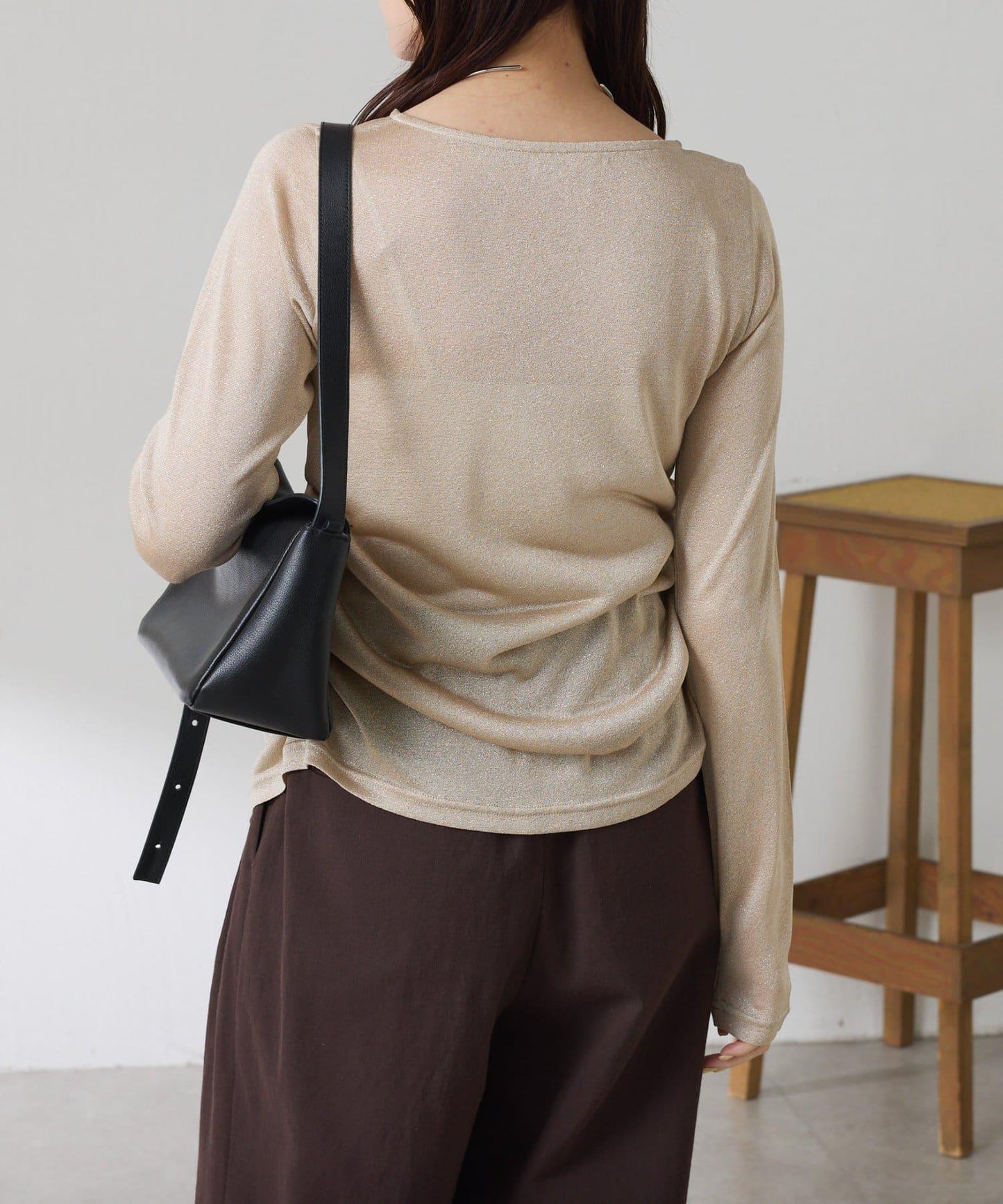 側褶皺設計 針織開衫