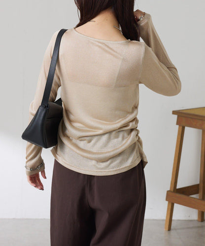 側褶皺設計 針織開衫