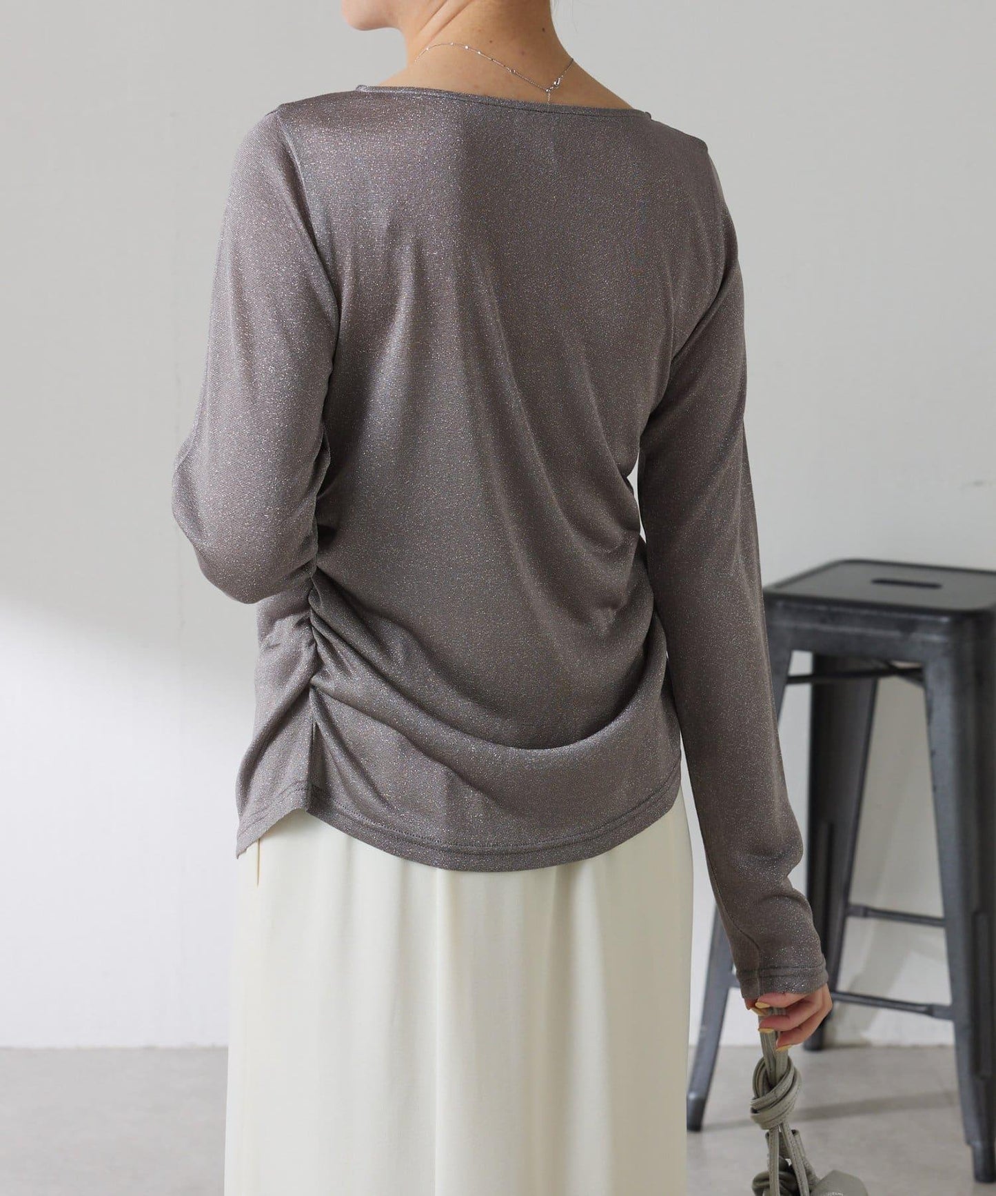 側褶皺設計 針織開衫