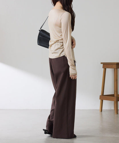 側褶皺設計 針織開衫