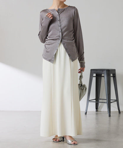 側褶皺設計 針織開衫