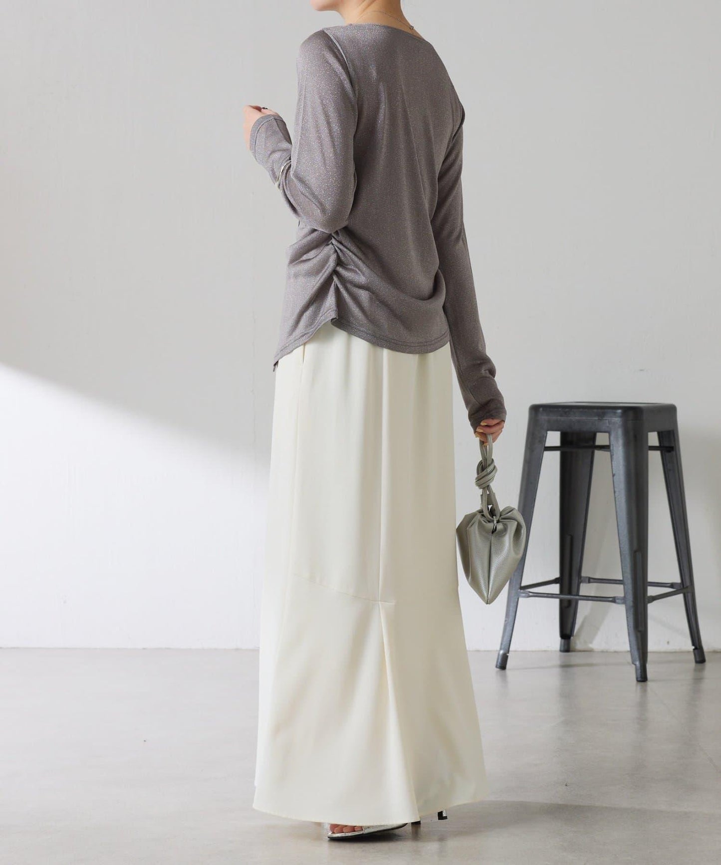 側褶皺設計 針織開衫