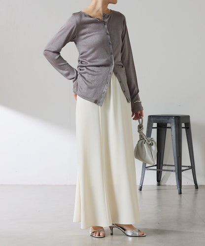 側褶皺設計 針織開衫