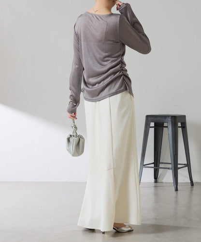 側褶皺設計 針織開衫