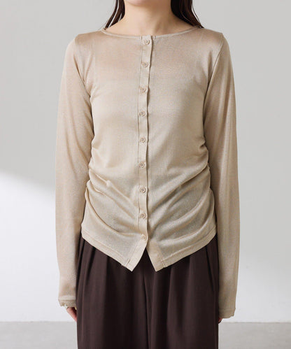 側褶皺設計 針織開衫