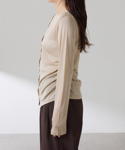 側褶皺設計 針織開衫