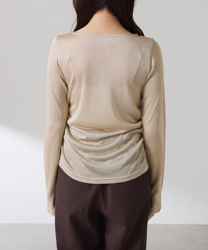 側褶皺設計 針織開衫