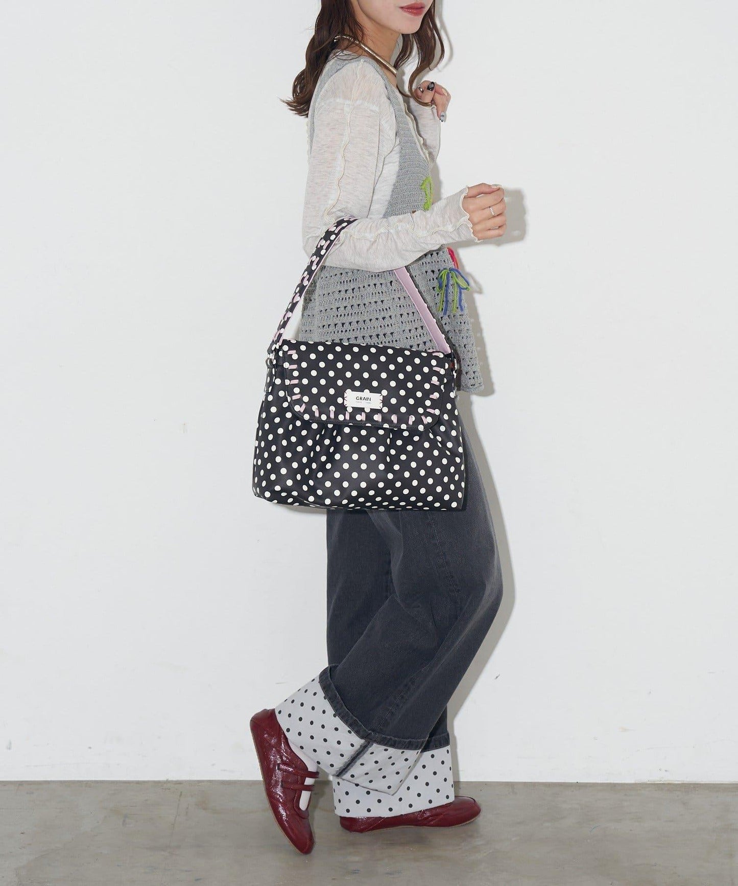 GRAIN 刺繡波點 波士頓包