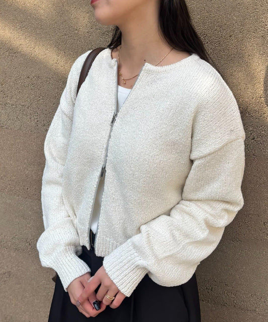 PIKO企畫 小圈圈呢 雙拉鍊 針織開衫